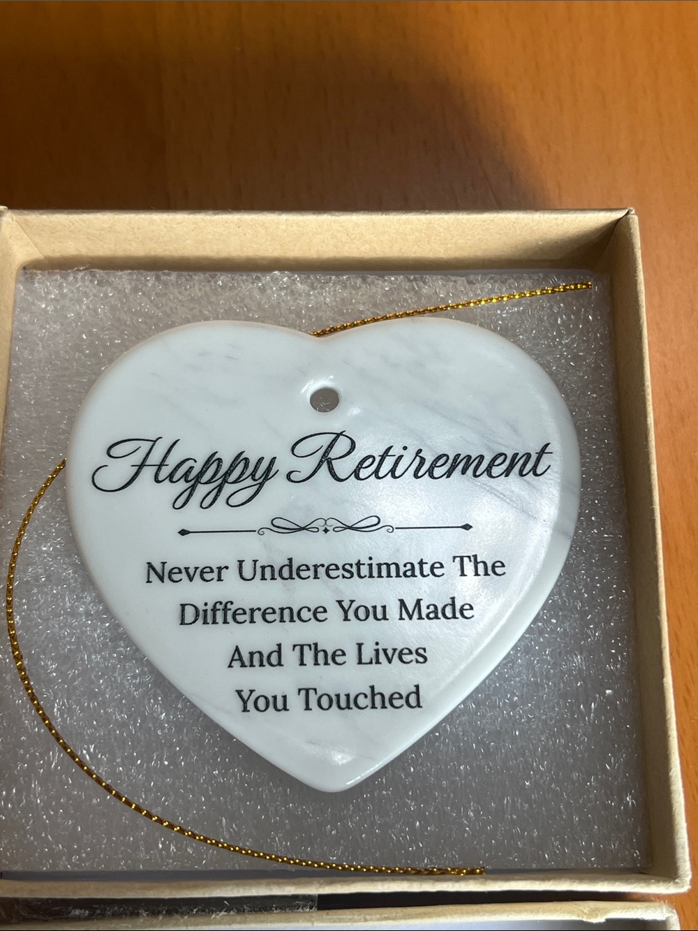 New Happy Retirement Heart Ornament - White